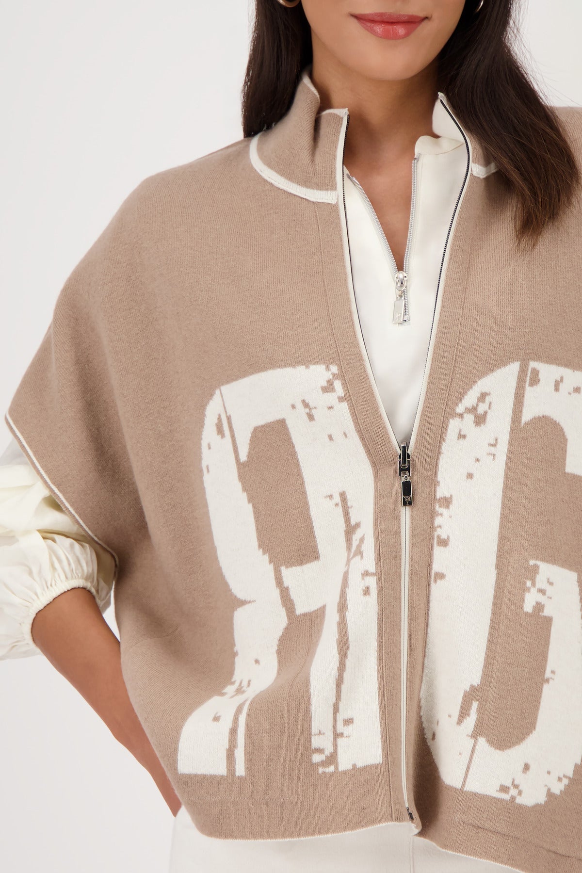 Shop Monari Verona Jacket Knit Cape with Font Pattern - REVERSIBLE - Monari