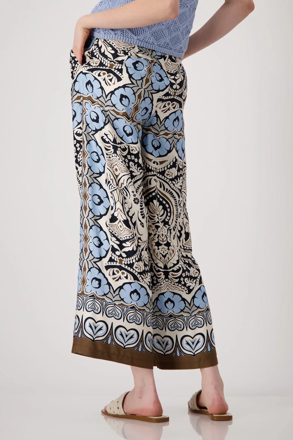 Shop Monari Wide Leg Pants, Buenos Aires Ornament Print - Monari