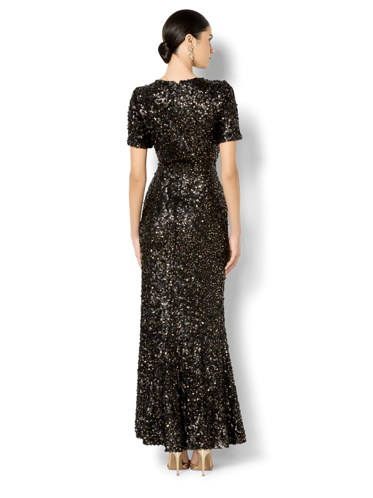Shop Montique Colette Black Sequin Gown - Montique