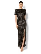 Shop Montique Colette Black Sequin Gown - Montique