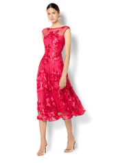 Shop Montique Isha Hot Pink Ribbon Lace Dress - Montique