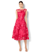 Shop Montique Isha Hot Pink Ribbon Lace Dress - Montique