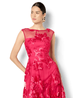 Shop Montique Isha Hot Pink Ribbon Lace Dress - Montique