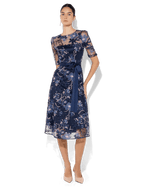 Shop Montique Loren Navy/Pink Lace Dress - Montique