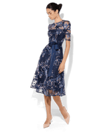 Shop Montique Loren Navy/Pink Lace Dress - Montique