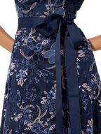 Shop Montique Loren Navy/Pink Lace Dress - Montique