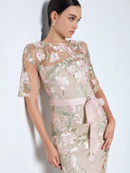 Shop Montique Raya Pink Embroidered Gown - Montique