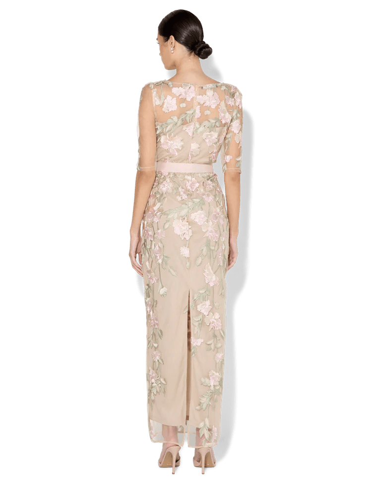 Shop Montique Raya Pink Embroidered Gown - Montique