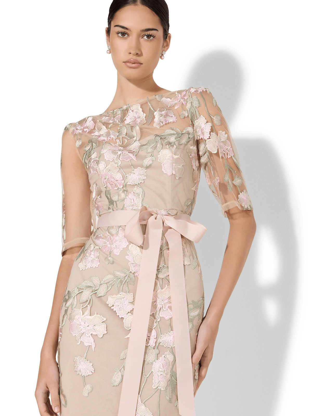 Shop Montique Raya Pink Embroidered Gown - Montique