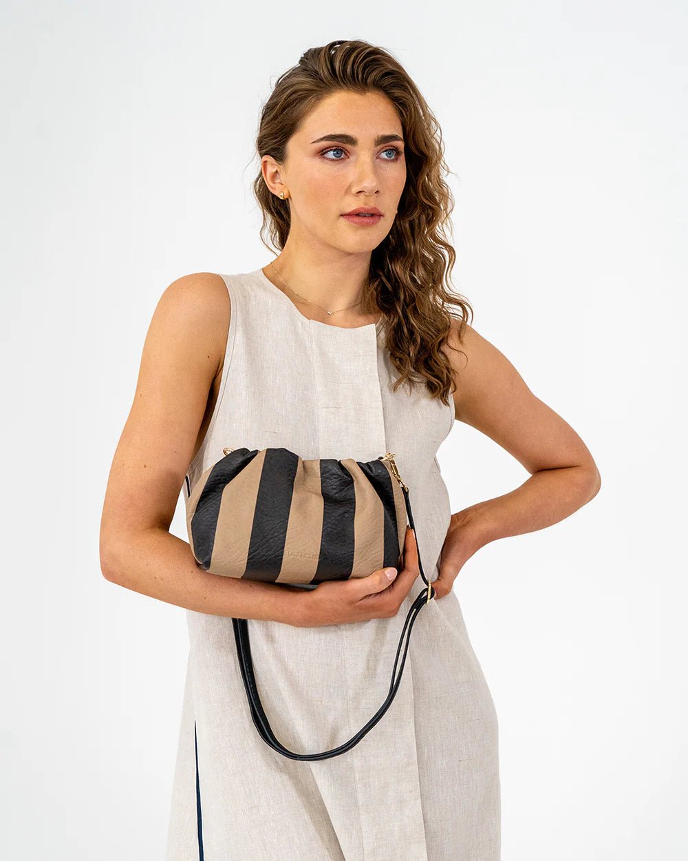 Shop Monty Bag | Black/Latte Stripe - Elms+King