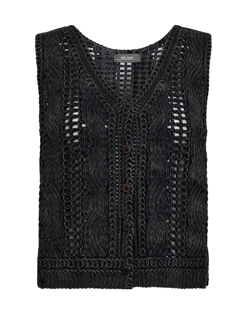 Shop Mos Mosh Albanju Knit Lace Vest in Phantom - MOS MOSH