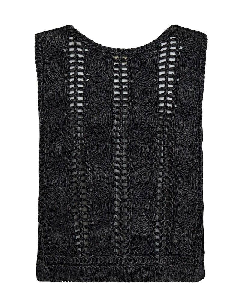 Shop Mos Mosh Albanju Knit Lace Vest in Phantom - MOS MOSH