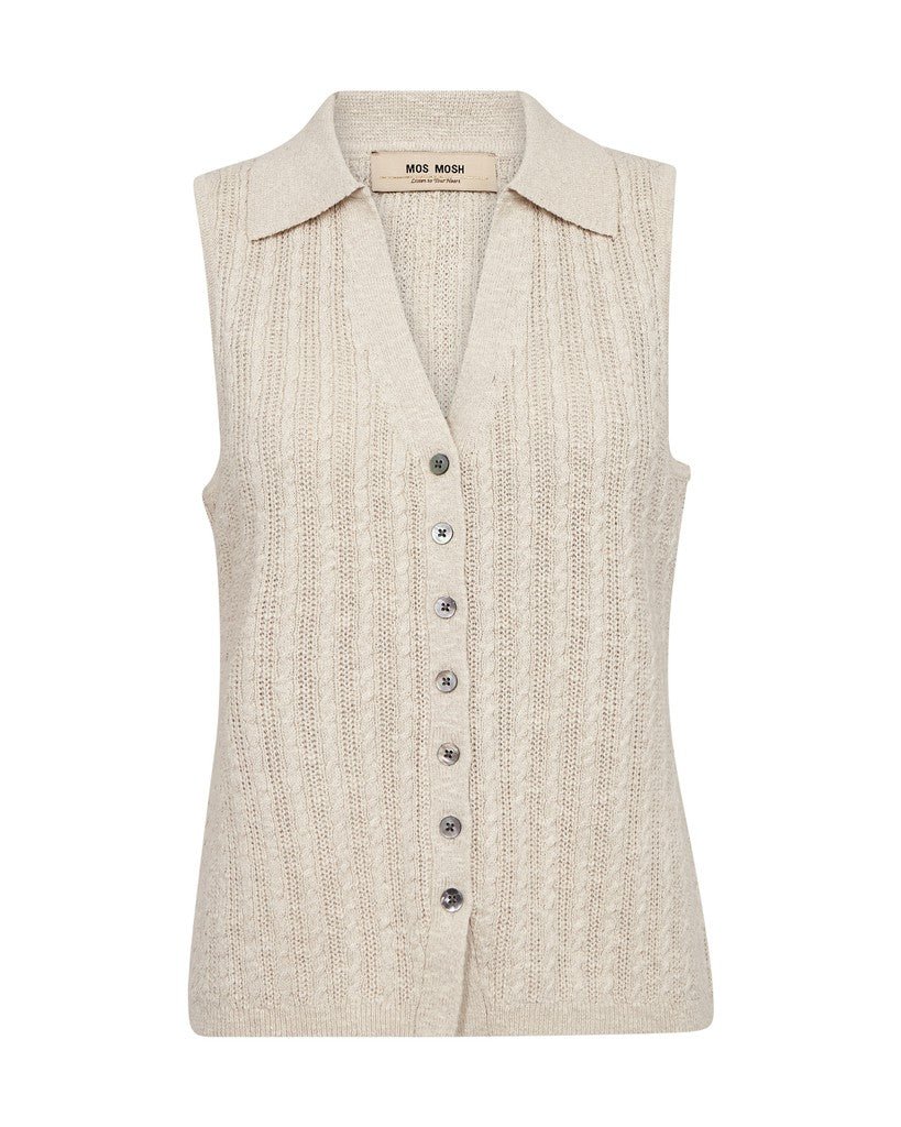 Shop Mos Mosh Rinja Marisol Line Knit Top Ecru - MOS MOSH