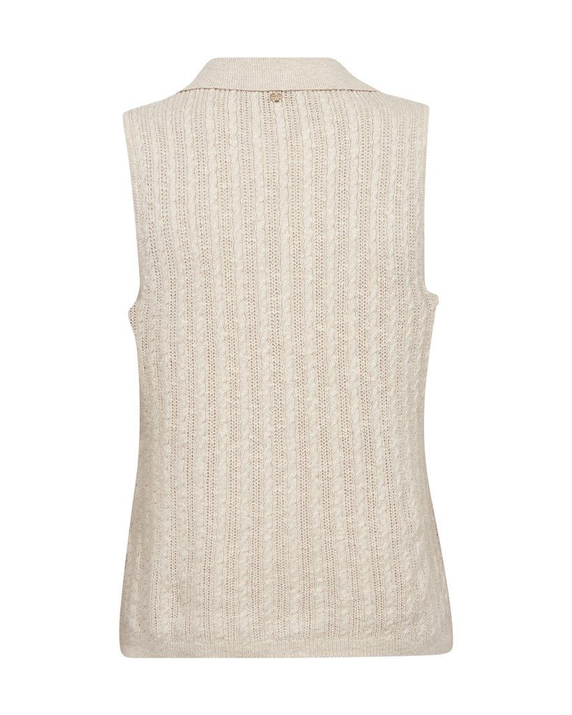 Shop Mos Mosh Rinja Marisol Line Knit Top Ecru - MOS MOSH