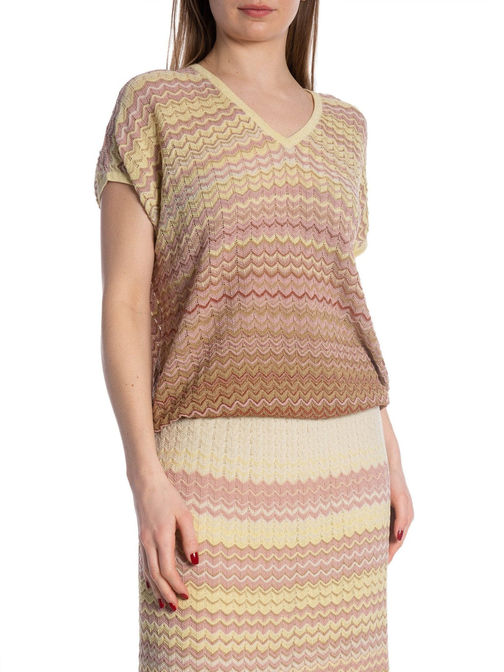 Shop MOS MOSH Shani Zig Zag V - Neck Knit - MOS MOSH