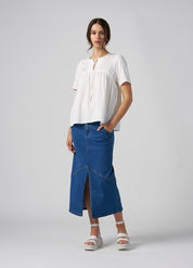 Shop Moto Denim Skirt | Mid Wash - Madly Sweetly