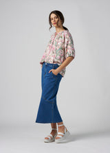 Madly Sweetly Moto Midi Denim Skirt