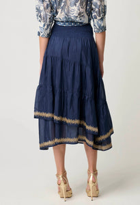 Shop Mustique Cotton Silk Embroidered Skirt | Ink - ONCEWAS