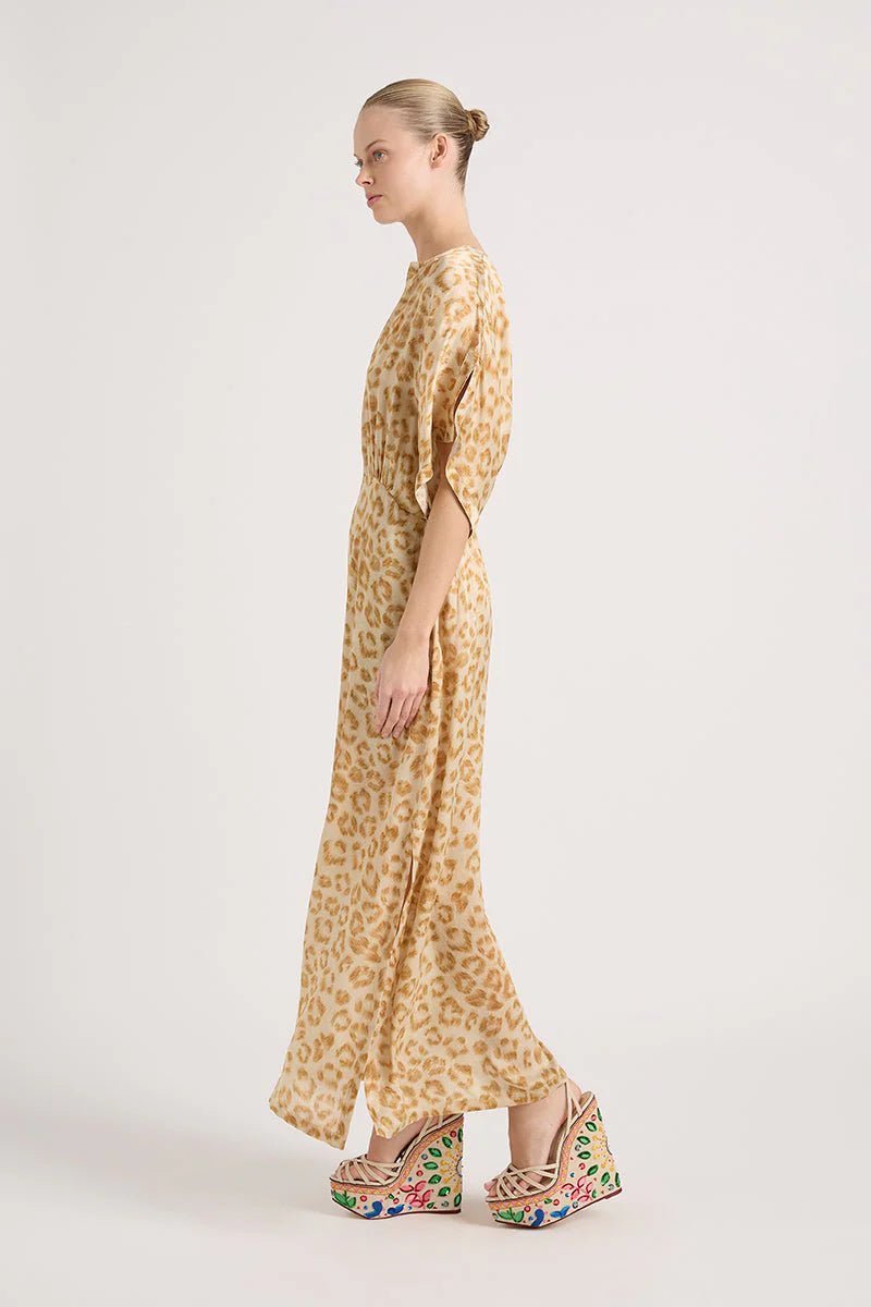 Shop Norman Cotton Maxi Dress in Leopard Print - Lola Australia