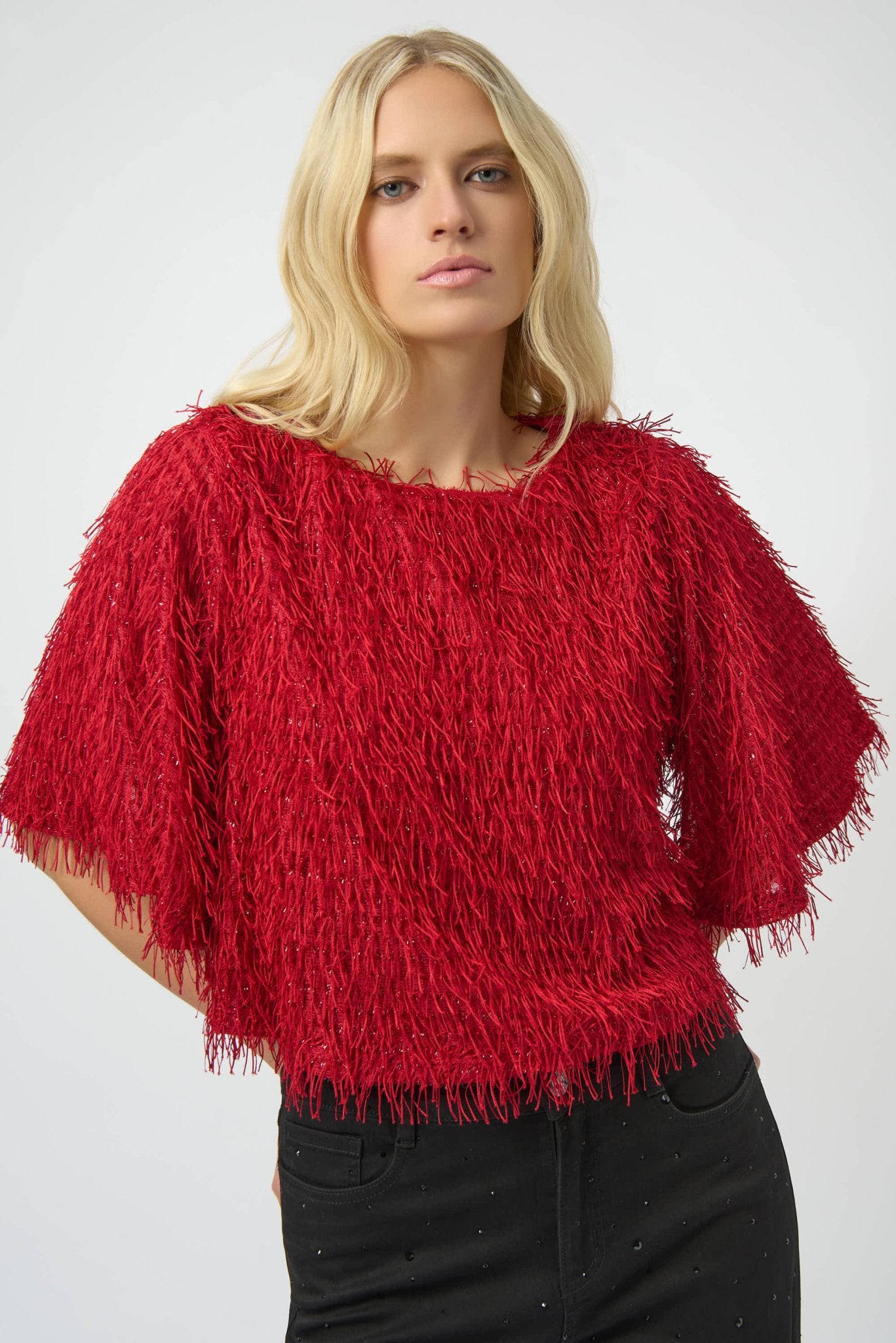 Shop Novelty Fringe Boxy Top - Joseph Ribkoff