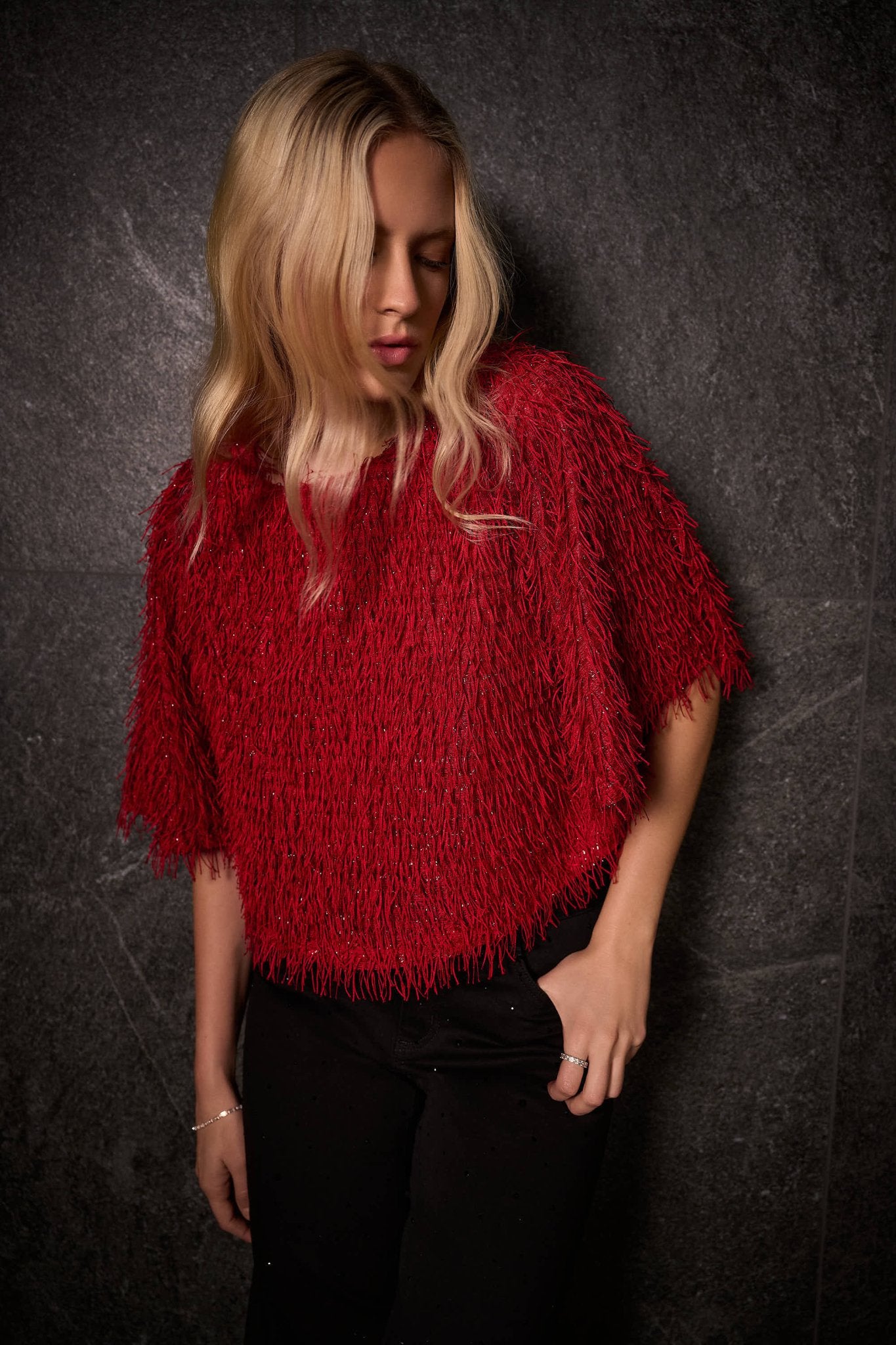 Shop Novelty Fringe Boxy Top - Joseph Ribkoff