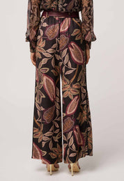 Shop Oncewas Adele Linen Viscose Belted Printed Pant in Dark Tropique - OnceWas