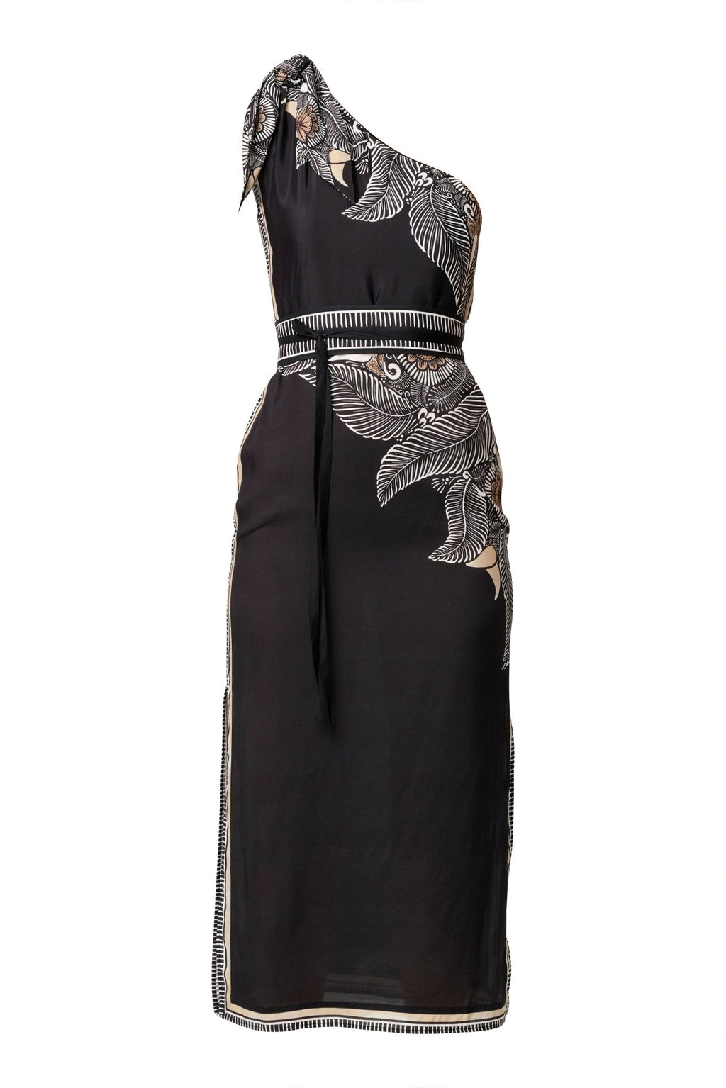 Shop Oncewas Amira One Shoulder Viscose Faille Dress - OnceWas