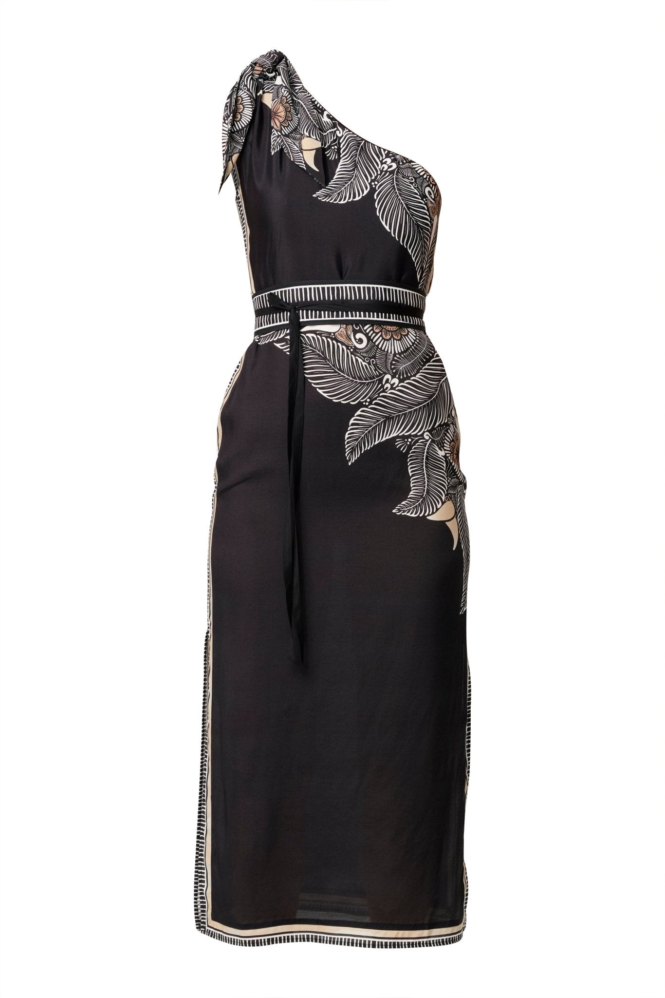 Shop Oncewas Amira One Shoulder Viscose Faille Dress - OnceWas