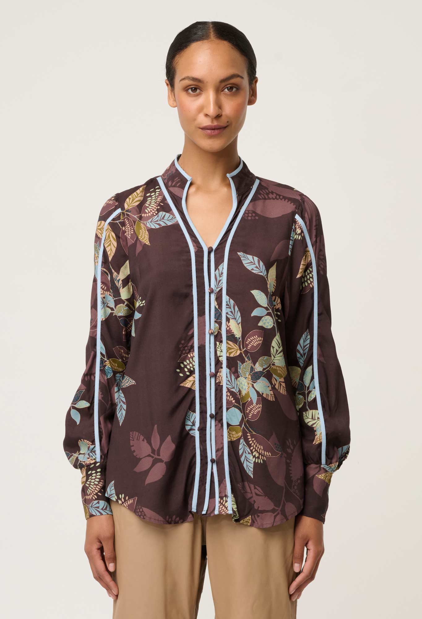 Shop Oncewas Asher Viscose Faille Shirt in Ember Vines - OnceWas