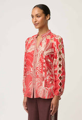 Oncewas Audrey Embroidered Viscose Faille Blouse