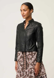 Shop OnceWas Blaire Leather Herringbone Stitch Jacket - OnceWas