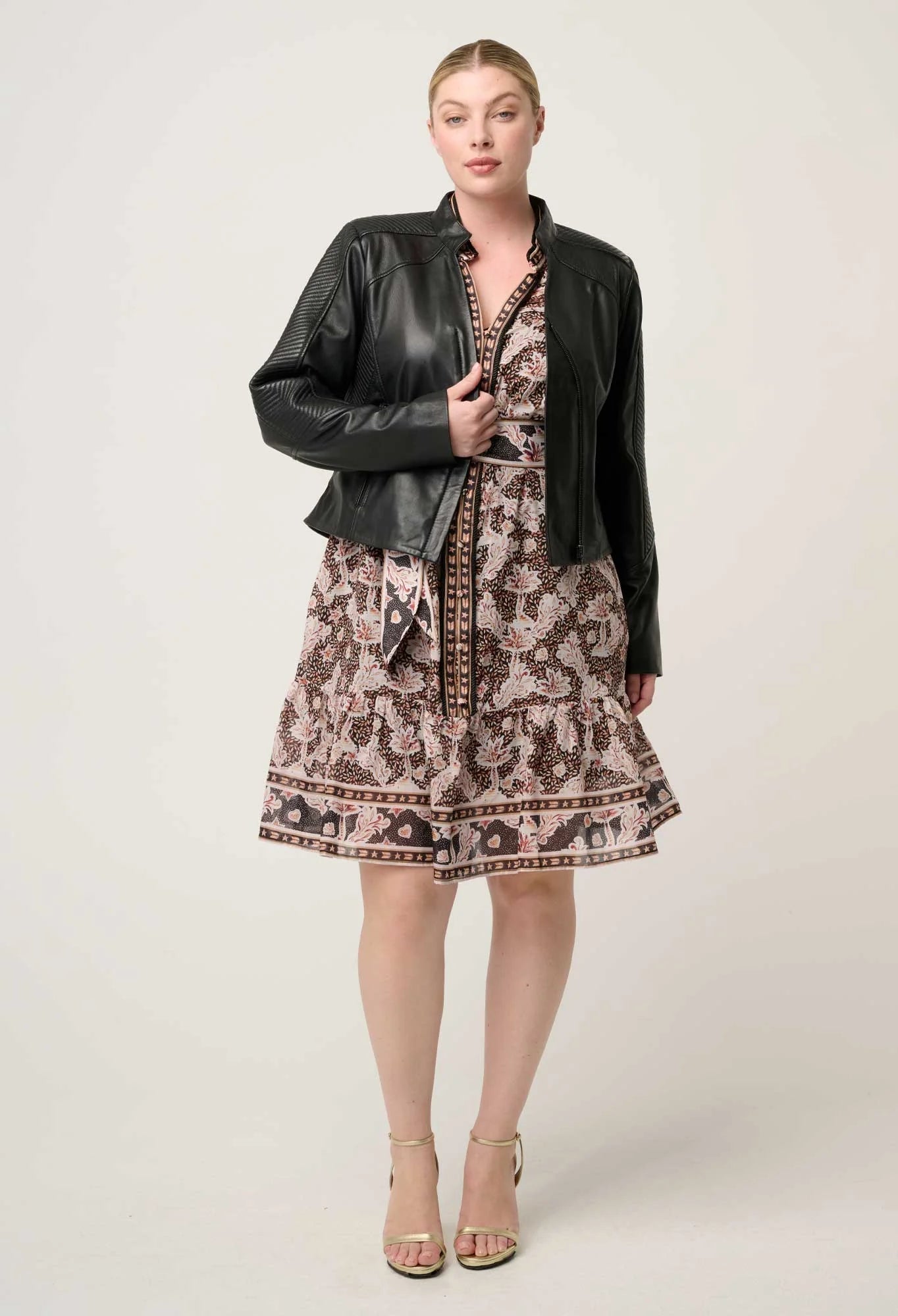 Shop OnceWas Blaire Leather Herringbone Stitch Jacket - OnceWas