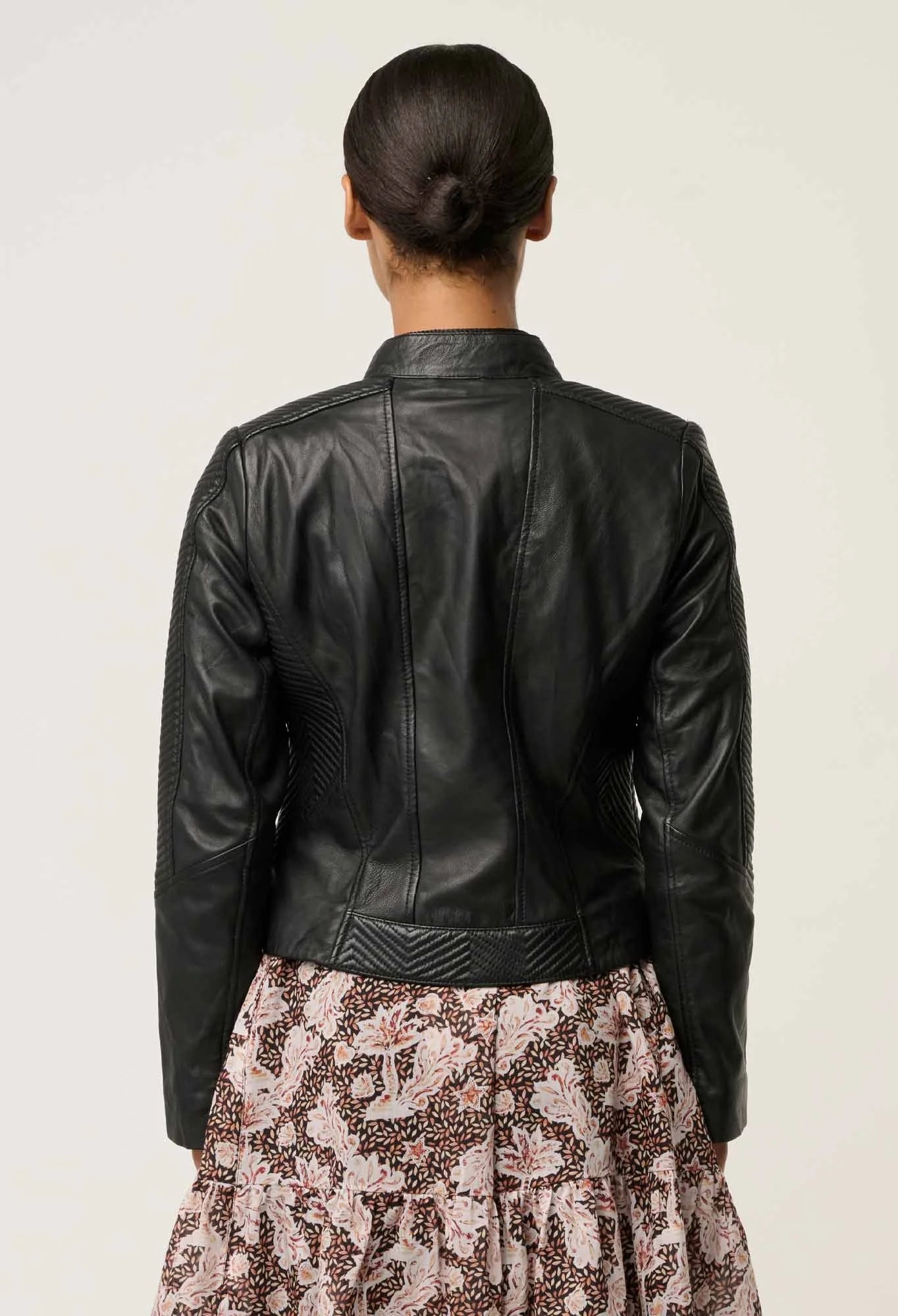 Shop OnceWas Blaire Leather Herringbone Stitch Jacket - OnceWas
