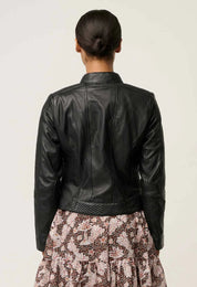 Shop OnceWas Blaire Leather Herringbone Stitch Jacket - OnceWas