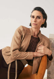 Shop OnceWas Blaire Leather Herringbone Stitch Jacket - OnceWas