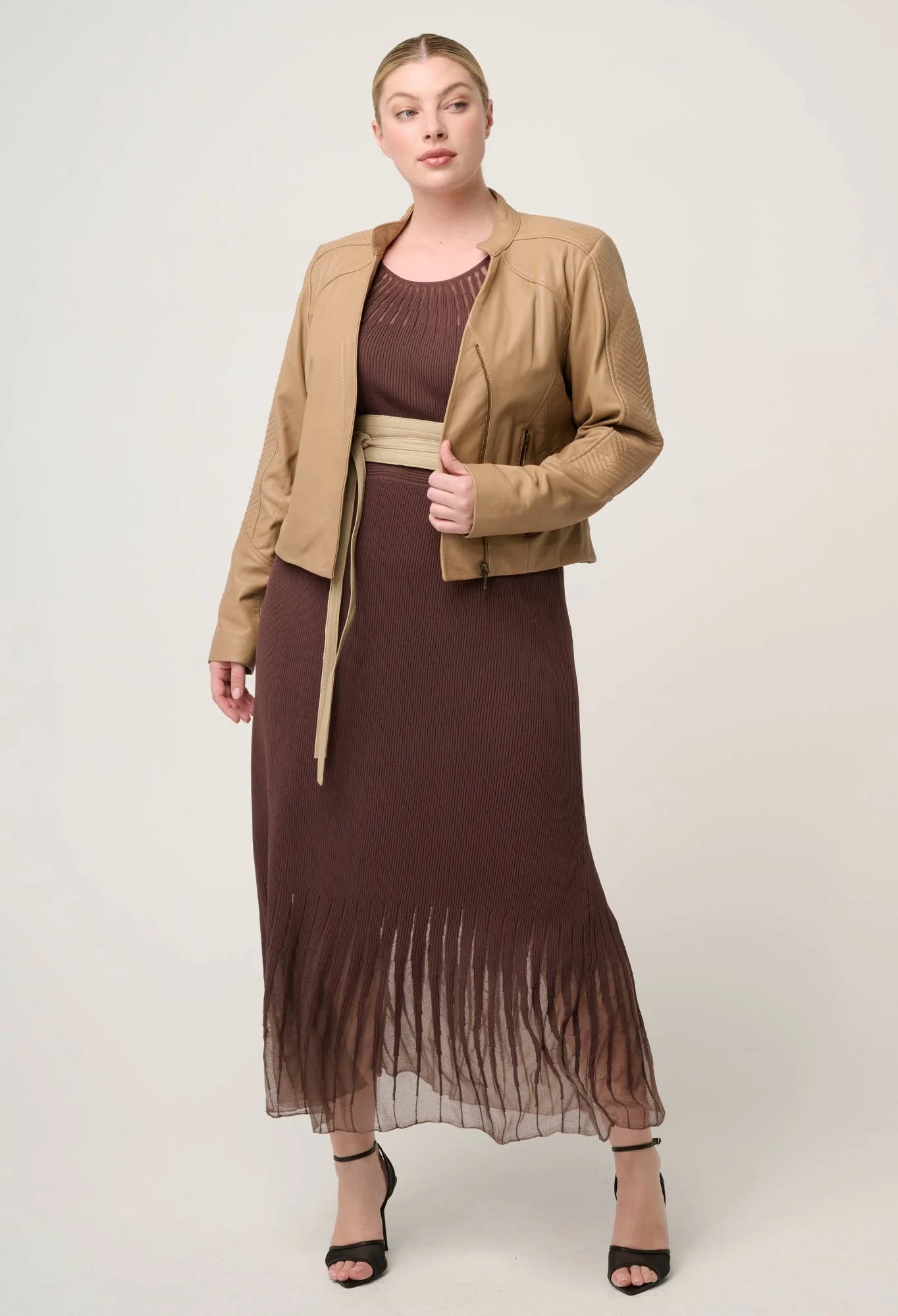 Shop OnceWas Blaire Leather Herringbone Stitch Jacket - OnceWas
