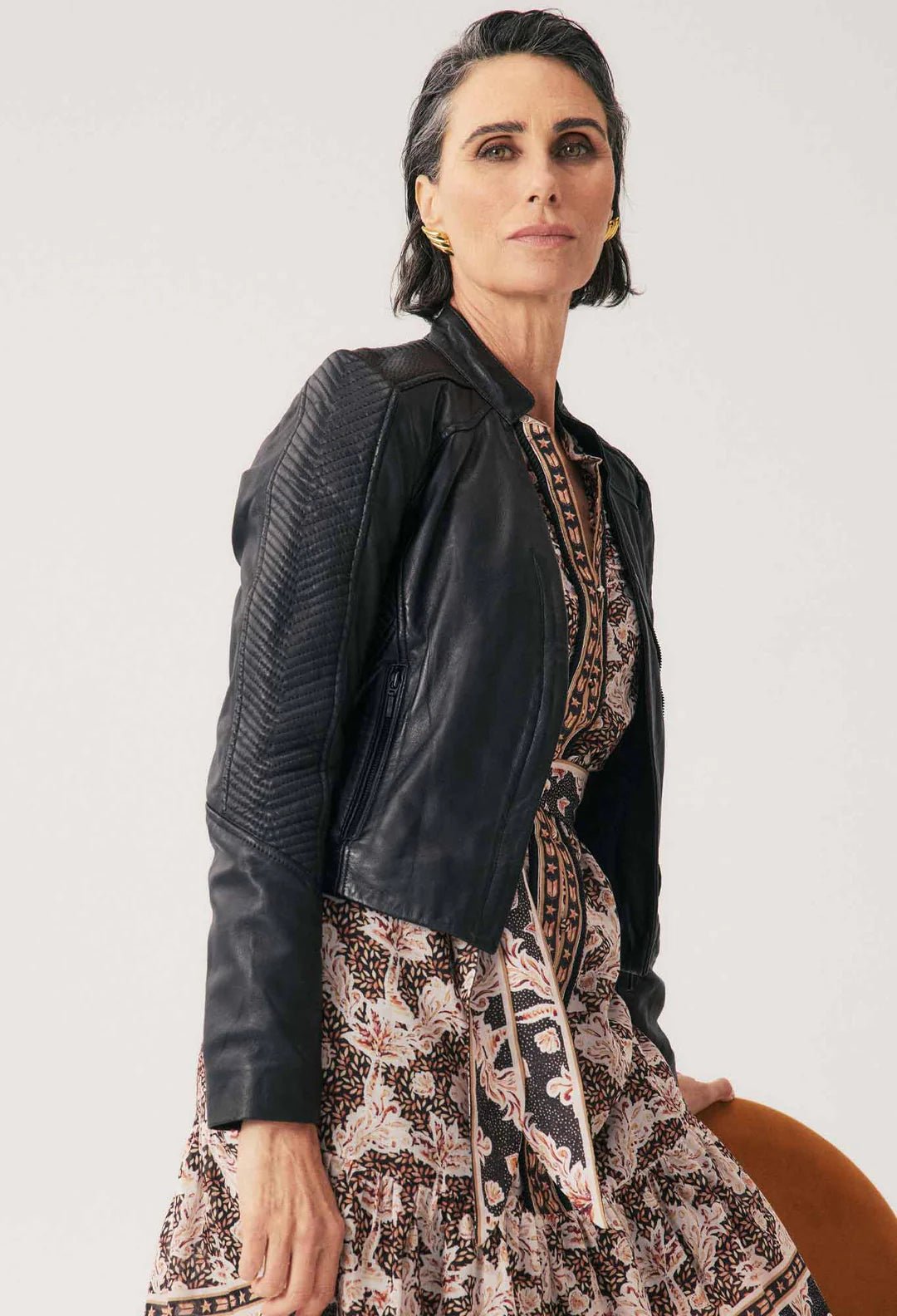 Shop OnceWas Blaire Leather Herringbone Stitch Jacket - OnceWas