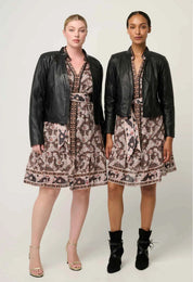 Shop OnceWas Blaire Leather Herringbone Stitch Jacket - OnceWas