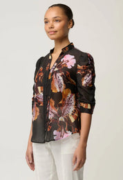 Shop Oncewas Calantha Cotton Silk Sleeve Shirt in Sunset Orchid - OnceWas