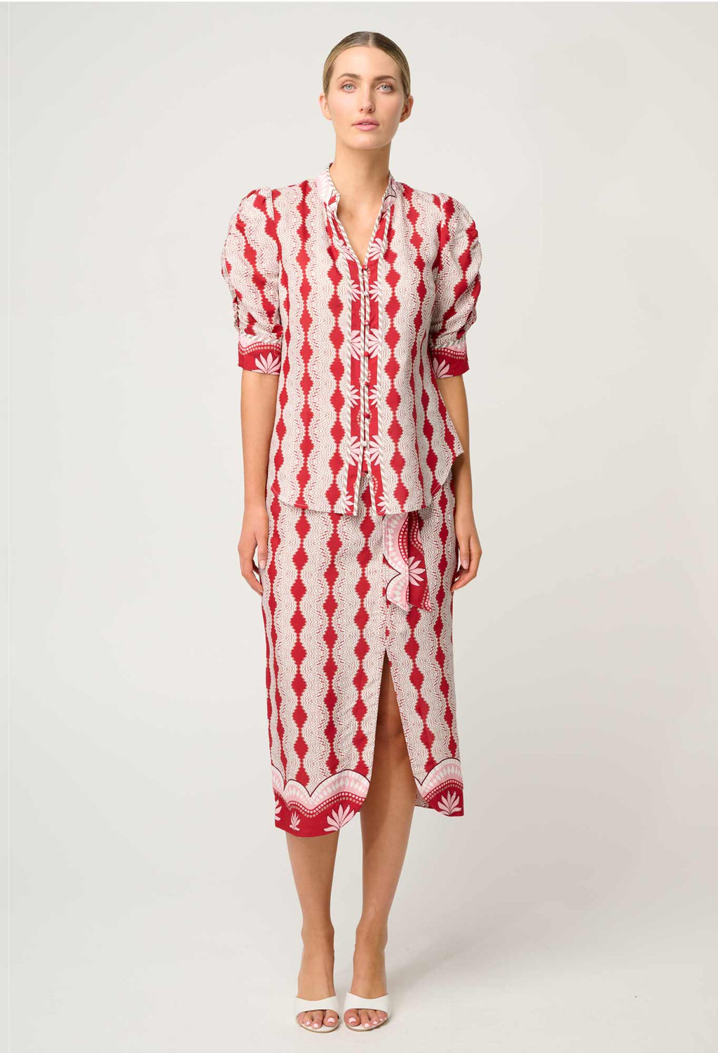 Shop Oncewas Calantha Shirt in Marrakech Ruby - OnceWas