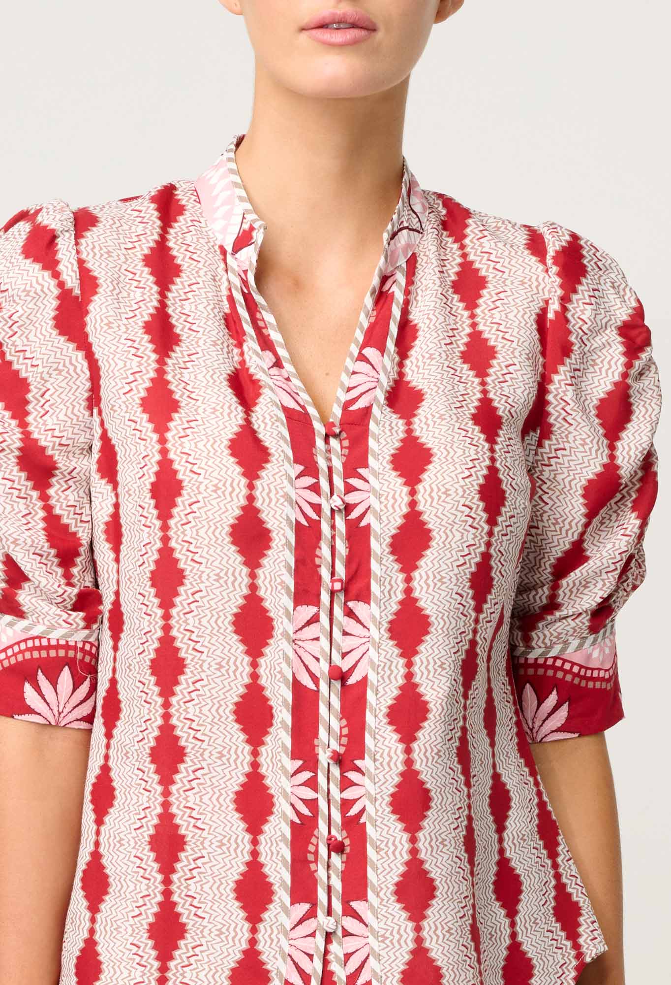 Shop Oncewas Calantha Shirt in Marrakech Ruby - OnceWas