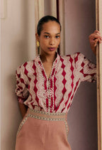 Shop Oncewas Calantha Shirt in Marrakech Ruby - OnceWas