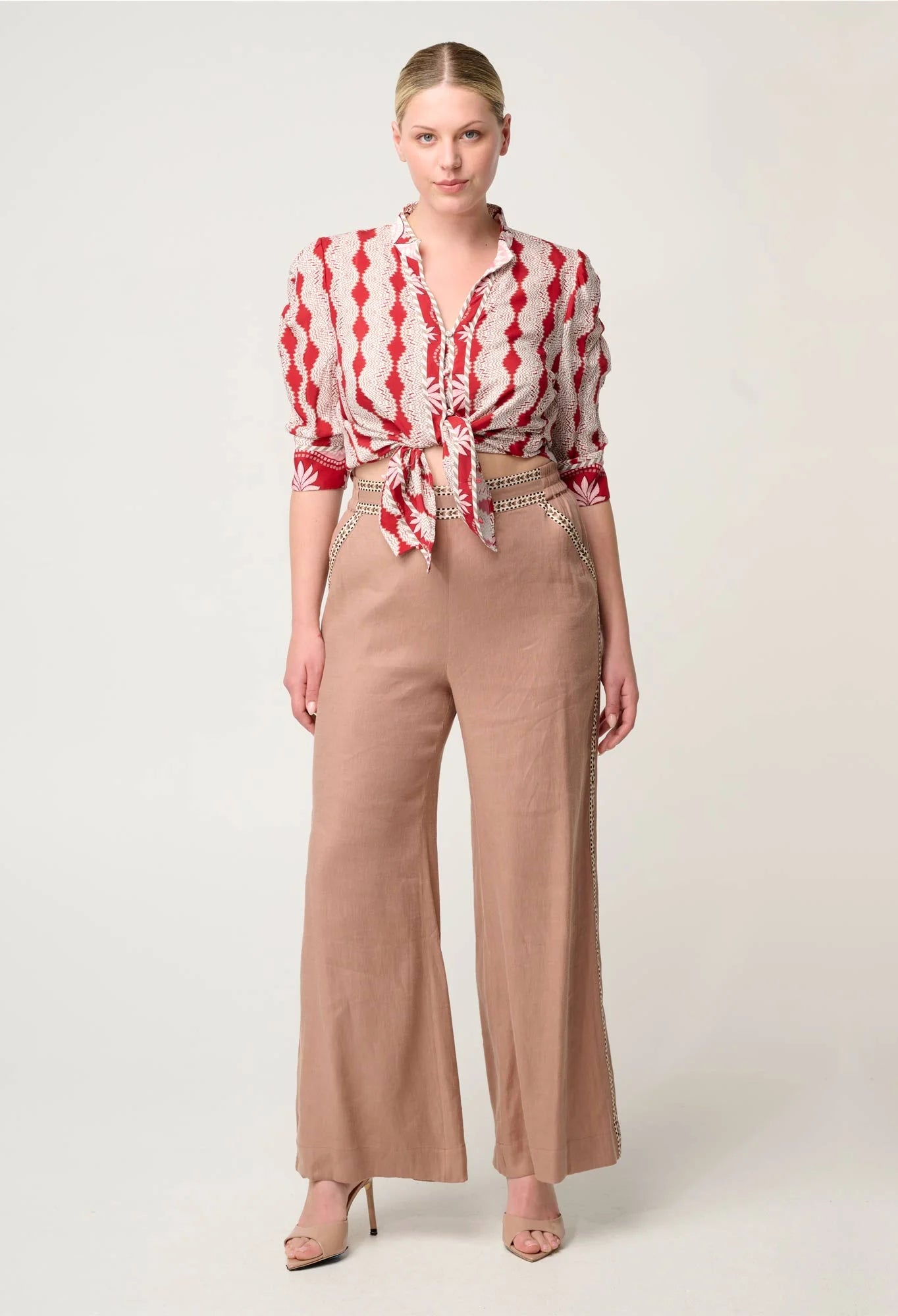 Shop Oncewas Calantha Shirt in Marrakech Ruby - OnceWas