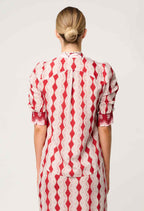 Shop Oncewas Calantha Shirt in Marrakech Ruby - OnceWas