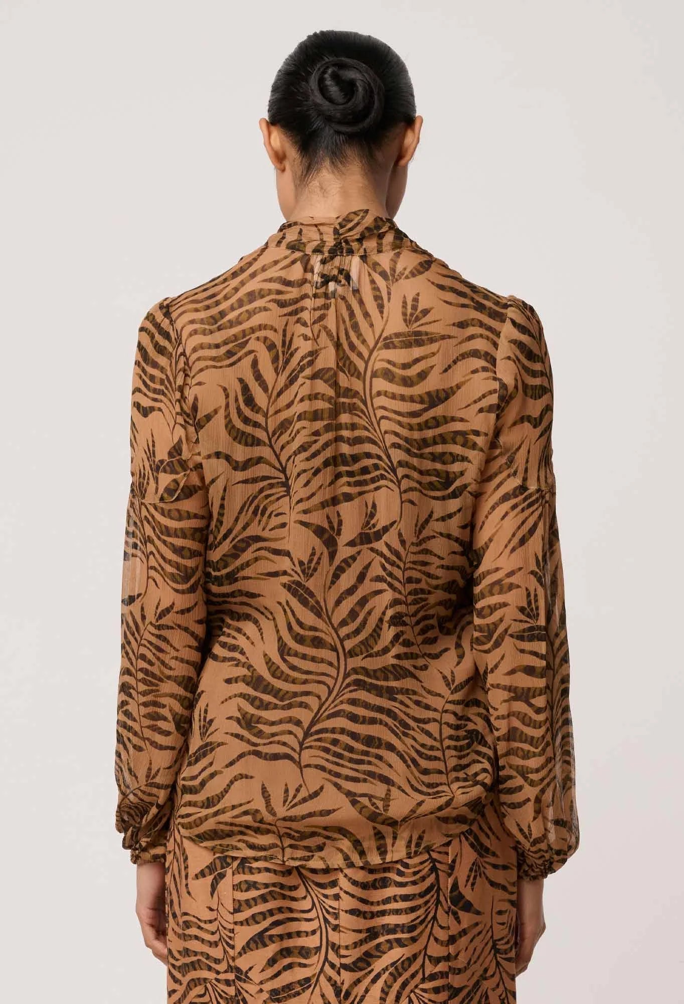 Shop Oncewas Camille Sheer Viscose Blouse in Exotica - OnceWas
