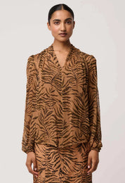Shop Oncewas Camille Sheer Viscose Blouse in Exotica - OnceWas