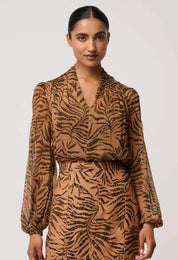 Shop Oncewas Camille Sheer Viscose Blouse in Exotica - OnceWas