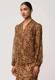 Shop Oncewas Camille Sheer Viscose Blouse in Exotica - OnceWas