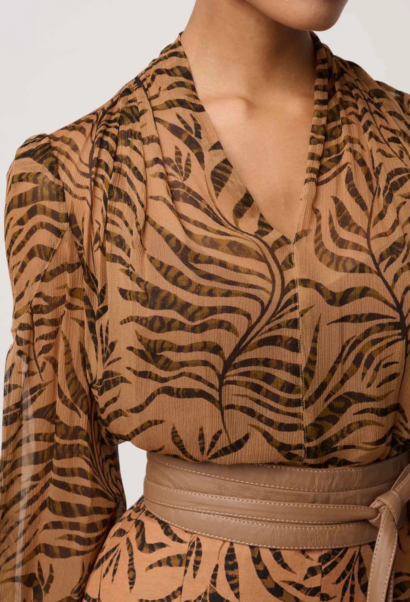Shop Oncewas Camille Sheer Viscose Blouse in Exotica - OnceWas
