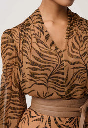 Shop Oncewas Camille Sheer Viscose Blouse in Exotica - OnceWas